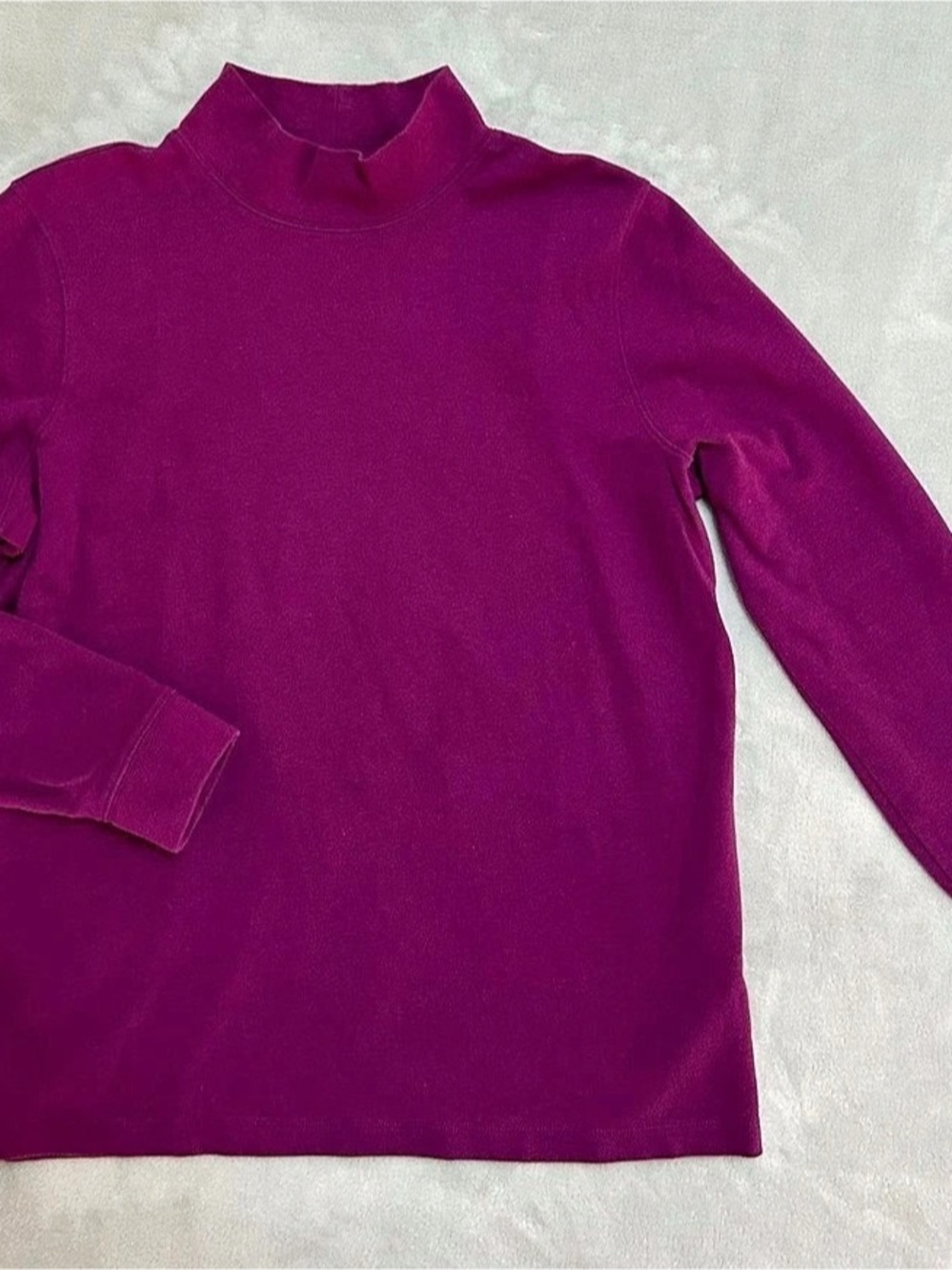 L. L. Bean 100% Cotton Mock Turtle Neck Long Sleeve Size Large All Three Plum, W